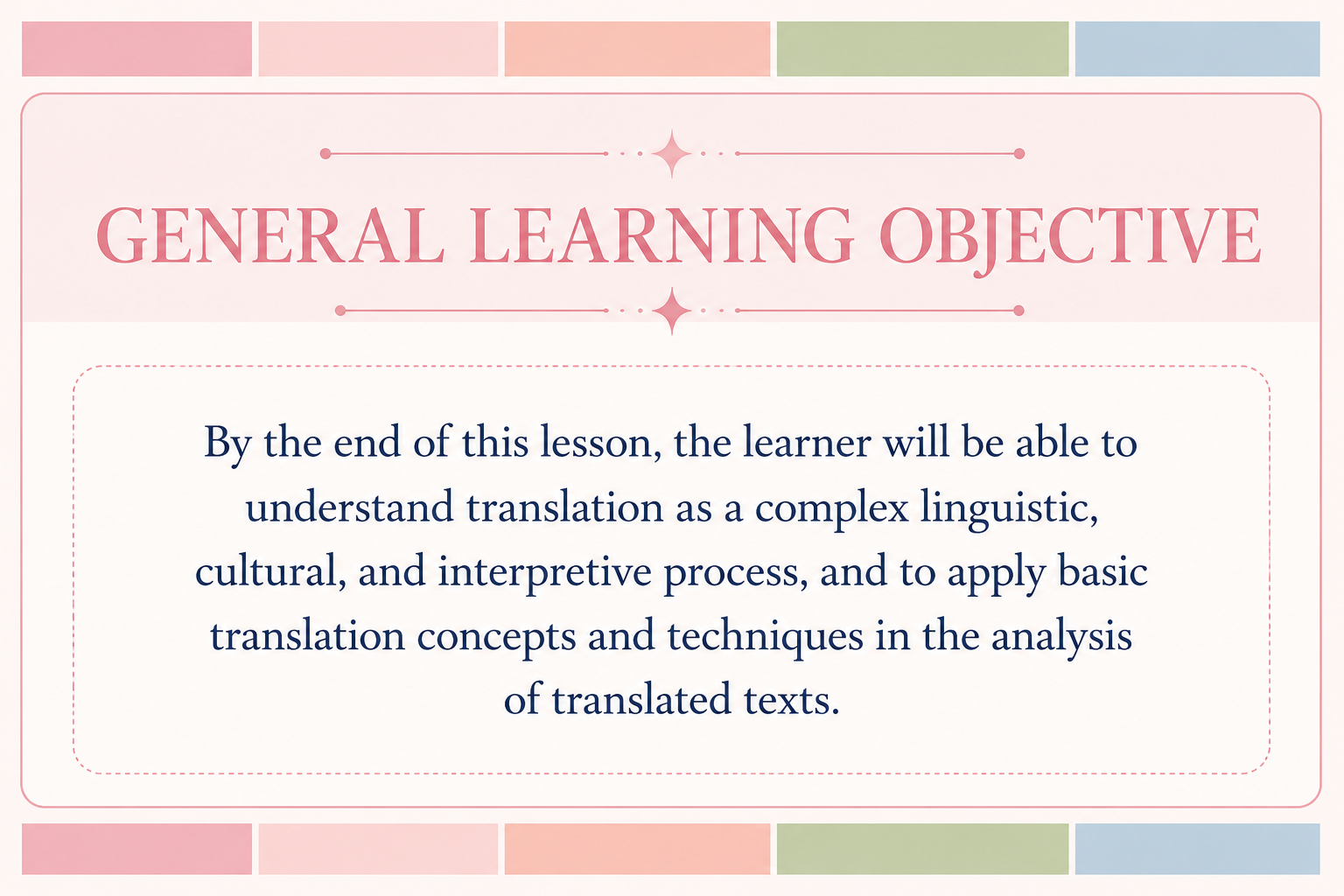 General Learning Objectives